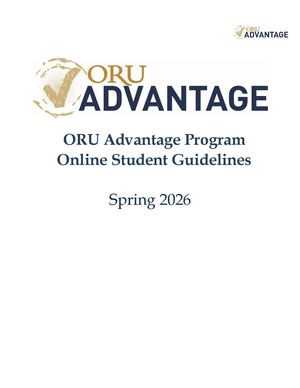 ORU Advantage Student Guidelines