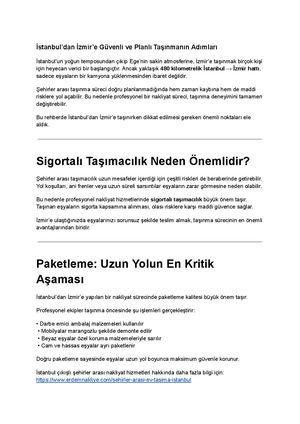 İstanbul → İzmir Evden Eve Nakliyat Rehberi (2026)