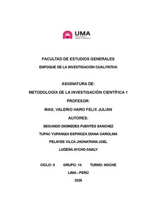 Enfoque De La Investigación Cualitativa Uma Grupo 14