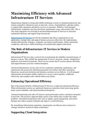 Maximizing Efficiency With Advanced Infrastructure It Services
