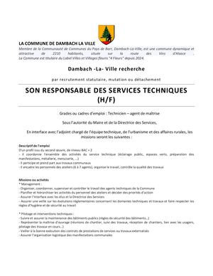 Recrutement Responsable des services techniques