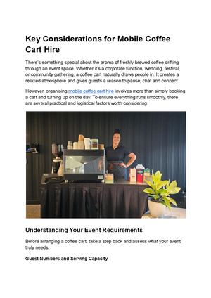 Key Considerations For Mobile Coffee Cart Hire