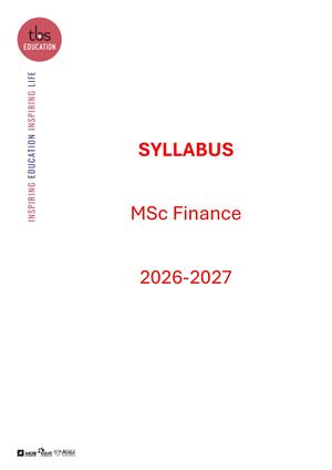 Syllabus Msc Finance