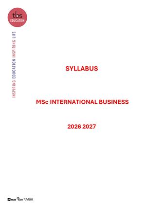 Msc International Business 2026/2027