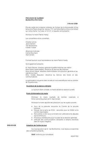 2026-02-03 - Séance ordinaire