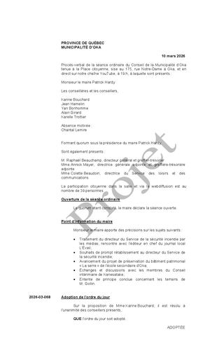 2026-03-10 - Séance ordinaire