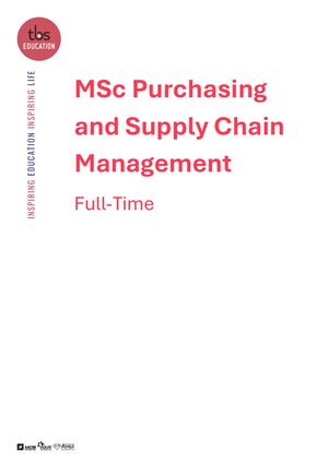 Syllabus MSc Purchasing And Supply Chain Management