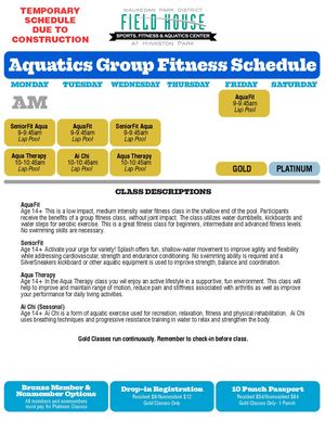 Aquatics Group Fitness Schedule