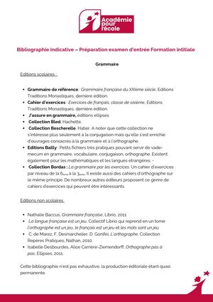 Concours FI - Bibliographie