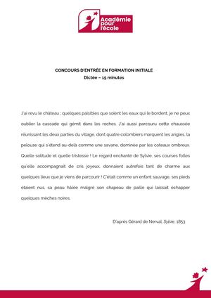 Concours FI - Dictée