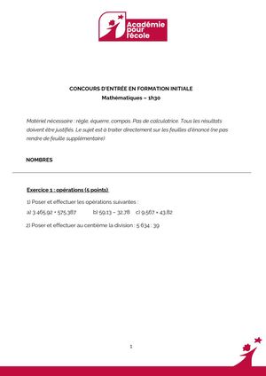 Concours FI - Mathématique (1)