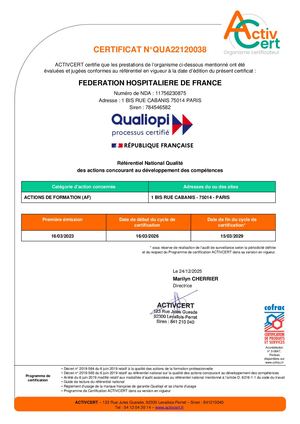 Certificat Qualiopi - Federation Hospitaliere De France