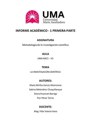 Investigacion Cientifica Informe
