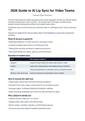 2026 Guide to AI Lip Sync for Video Teams
