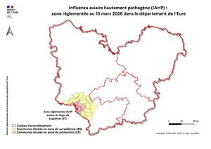 Carte Zone Réglementée Iahp Eure Au 13 Mars 2026