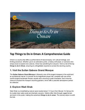 Top Things to Do in Oman: A Comprehensive Guide