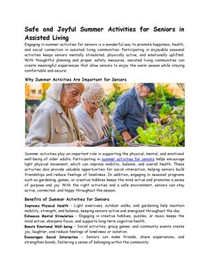 Calaméo - Summer Activities For Seniors & Dementia Care | Star Capital