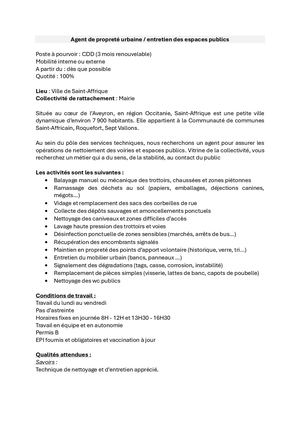 Agent De Propreté Urbaine