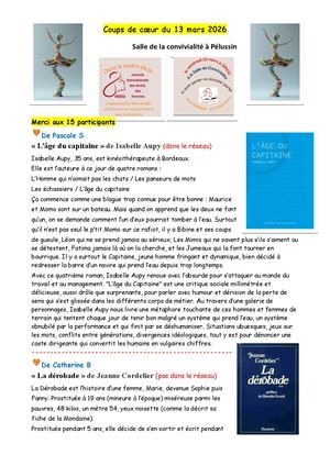 Coups De Coeur 13 03 26