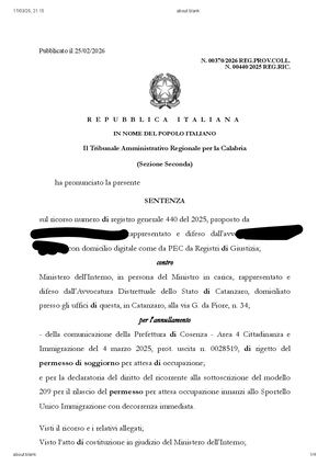Avv Fabio Loscerbo Tar Catanzaro Decreto Flussi Permesso Attesa Occupazione