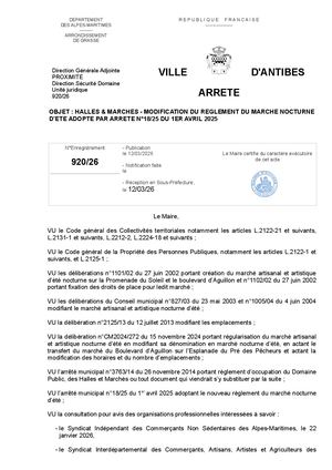 Règlement Marché Nocturne Ete 2025