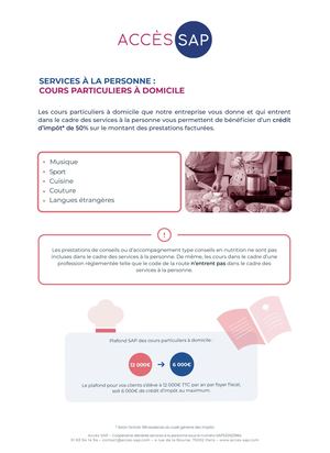 Fiche prestations - Cours particuliers et soutien scolaire