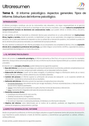 Tema 6 El Informe Psicológico