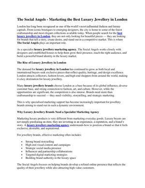 The Social Angels Marketing The Best Luxury Jewellery In London