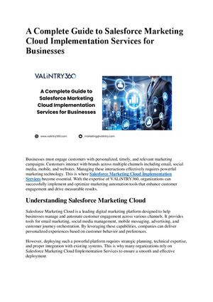 A Complete Guide To Salesforce Marketing Cloud Implementation Services For Businesses