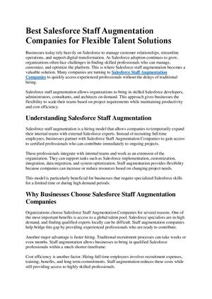 Best Salesforce Staff Augmentation Companies For Flexible Talent Solutions