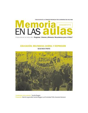 Memoria en las aulas. Educación, Militancia Juvenil y Represión