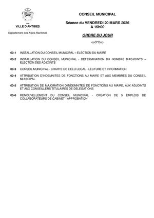 Ordre du jour Conseil municipal 20 mars