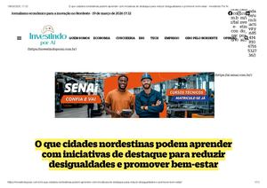 O Que Cidades Nordestinas Podem Aprender Com Iniciativas De Destaque Para Reduzir Desigualdades E Promover Bem Estar Investindo Por Aí
