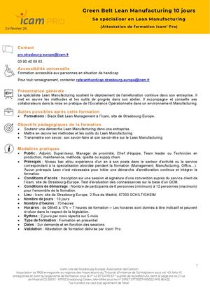 Programme Green Belt Lean Manufacturing 10 Jours - Richard KOMURIAN