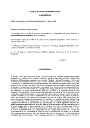Procès-verbal du Conseil municipal du 10 02 2026