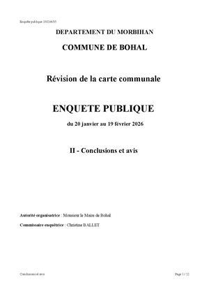 Bohal Conclusions Et Avis