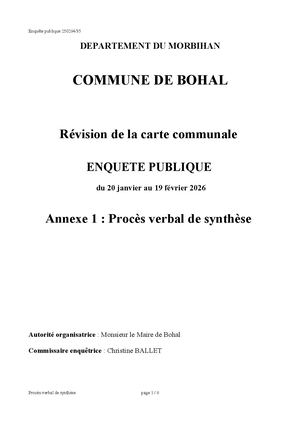 Bohal Annexe 1 Pv De Synthèse