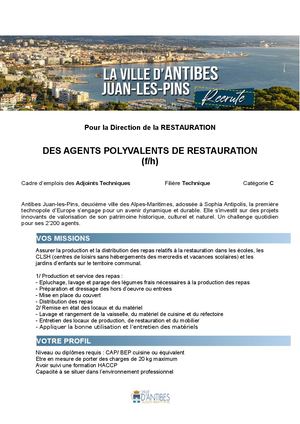 Annonce Agent Polyvalent Restauration