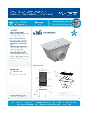 1836-10S-xxx_MAHC-I 18'' X 36'' Drain Cover With Fiberglass Sump Assembly, 10'' Side Port (CS248)