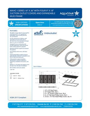 1836xxx - 18'' X 36'' With Four 9'' X 18'' Anti Entrapment Suction Outlet Covers And Expandable Mud Frame