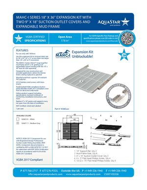 1836Exxx - MAHC-I 18'' x 36'' with Four 9'' x 18'' Anti-Entrapment Suction Outlet Covers and Expandable Mud Frame