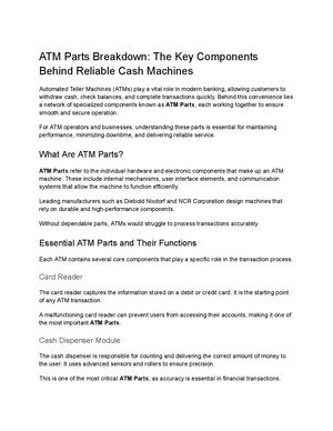Atm Parts Breakdown The Key Components Behind Reliable Cash Machines