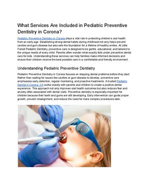 What Services Are Included In Pediatric Preventive Dentistry In Corona