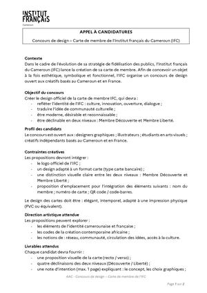 Concours design Carte de membres IFC