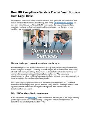 How Hr Compliance Services Protect Your Business From Legal Risks