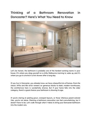 Thinking Of A Bathroom Renovation In Doncaster