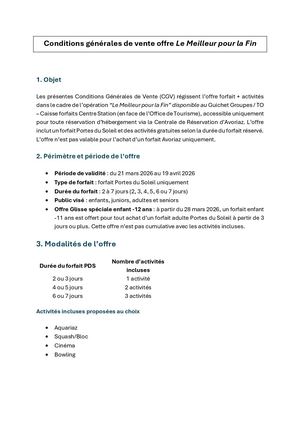 CGV Offre de fin de saison