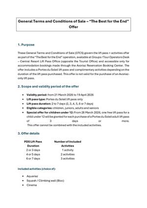 Cgv En Offre Forfaits + Activités