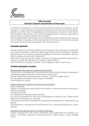 Offre D'emploi Poste Direction Adjointe Administrative Et Financière 11 03 26