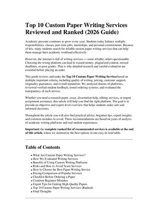 Top 10 Custom Paper Writing Services Reviewed And Ranked